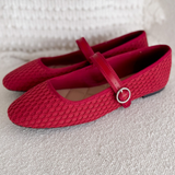 Red Knit Flats