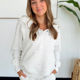 Light Grey Quarter Zip Up Hooded Pullover