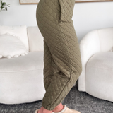 Sienna Quilted Olive Jogger Pants