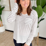 Andrea Black/White Striped Top