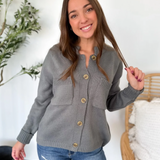 Dusty Blue Button-Down Sweater