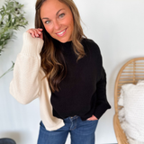 Black/Cream Color Block Knit Sweater