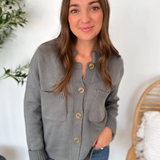 Dusty Blue Button-Down Sweater