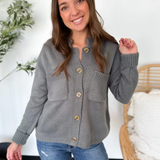 Dusty Blue Button-Down Sweater