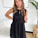 Bow Tie Keyhole Sleeveless Mini Dress - Black