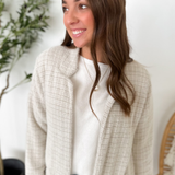 Cream/Taupe Brushed Fabric Lightweight Cardigan