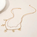 Cross Floral Heart Bow Charm Necklace