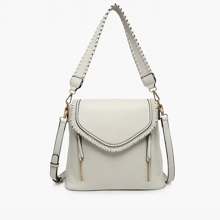 Lorelei Double Zip Whipstitch Trim Crossbody