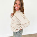 Oatmeal Knit Thin Stripe Rust Sweater