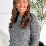 Charcoal Waffle Knit Pullover Sweater