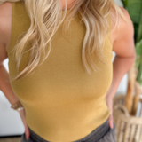 Mustard Knit Wide Strap Tank Top
