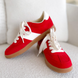 Parker Lace Up Sneakers-Red