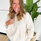 Oatmeal Contrast Trim Knit Sweater