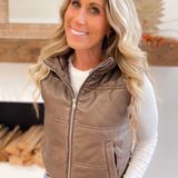 Leather Puffer Vest (2 colors)