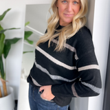 Annie Beaded Striped Knit Sweater