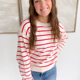 Red/Cream Striped Knit Sweater