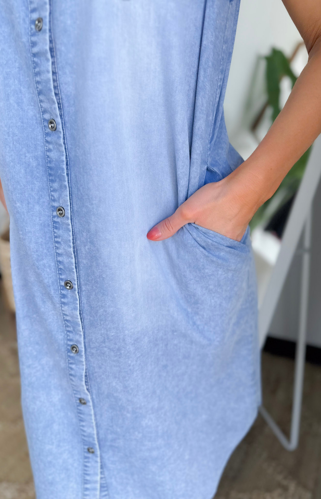 Sleeveless Collared Denim Shirt Dress Creative Touch Boutique Sleeveless Collared Denim Shirt Dress Creative Touch Boutique