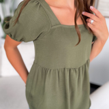 Cleo Olive Babydoll Puff Short Sleeve