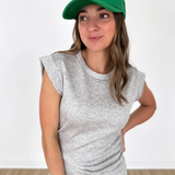 Cinched Waist Sleeveless Mini Dress-Heather Grey