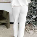 Molly Elastic Waist Knit Pants-White