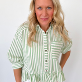 Classic Striped Ruffle Hem Top