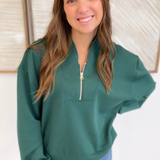 Half Zip V-Neck Pullover (4 Colors)