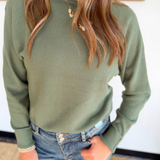 Olive Waffle Knit Sweater