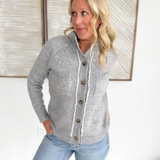 Mock Neck Sherpa Lined Button Cardigan (2 colors)