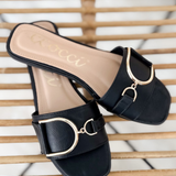 Gold Accent Slip on Sandals