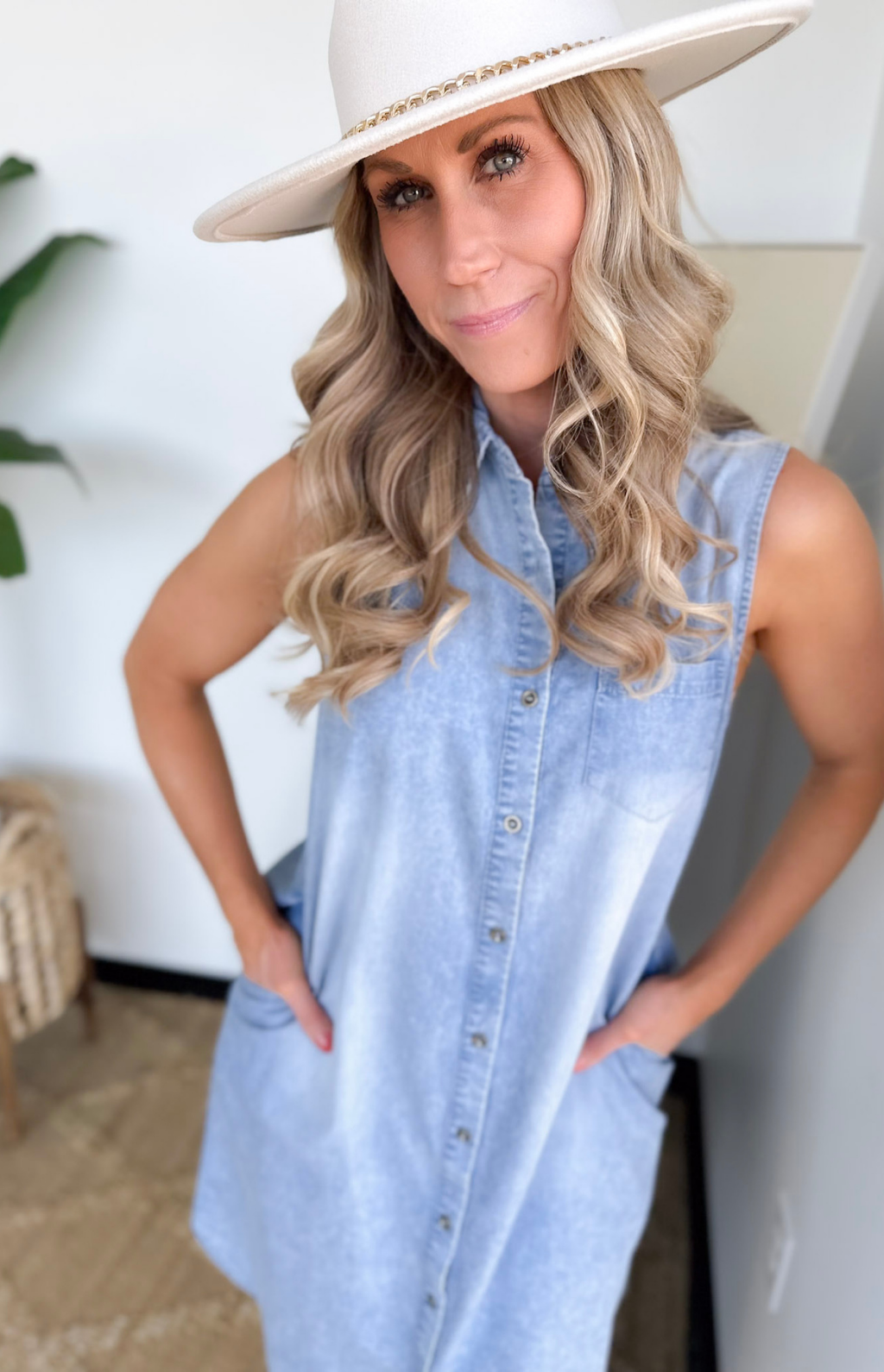 sleeveless t shirt dress Sleeveless Collared Denim Shirt Dress Medium