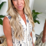 Botanical Front Zip Midi Dress