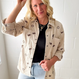 Cowgirl Embroidery Corduroy Button Shirt