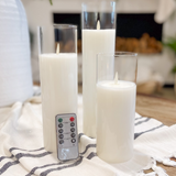 LED Glass Pillar Candle Set 8", 10", 12"