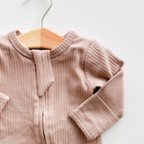 Organic Cotton Ribbed Footie - Pale Pink