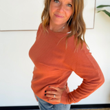 Dark Copper Waffle Knit Sweater