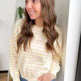 Muted Yellow/Ivory Striped Knit Sweater