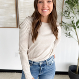Oatmeal Striped Long Sleeve Top
