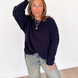 Soft Knit Navy Relaxed Sweater