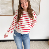 Red/Cream Striped Knit Sweater