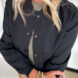 Black Cropped Bomber Jacket