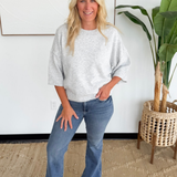 Heather Grey Boxy Short Sleeve Sweater