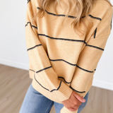 Yellow Knit Navy Thin Striped Sweater