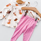 Sweatshirt & Jogger Set-Ruffle Pink Dogs
