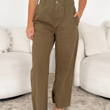 Millie Olive Denim Wide Leg Pants