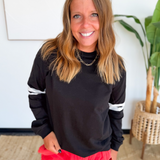 Black Tunic Striped Sleeve Top