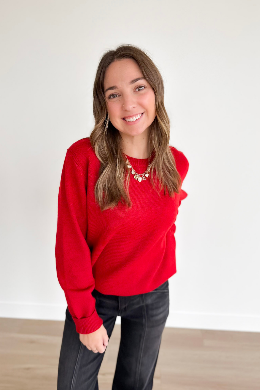 Red Classic Knit Sweater