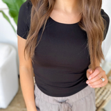 Black Double Layer Short Sleeve Top