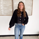 Black Soft Knit Button Cardigan
