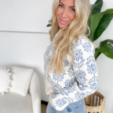 Floral Pattern Cream Sweater (2 colors)