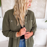 Aliyah Olive Button Up Top-Curvy